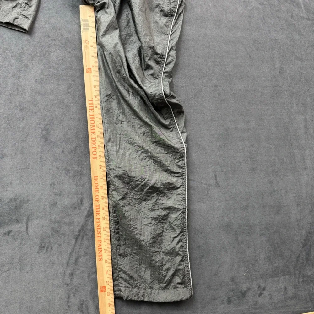 Vintage Grey Crinkle Nylon Track Pants Ankle Zip Joggers Small RN 94997